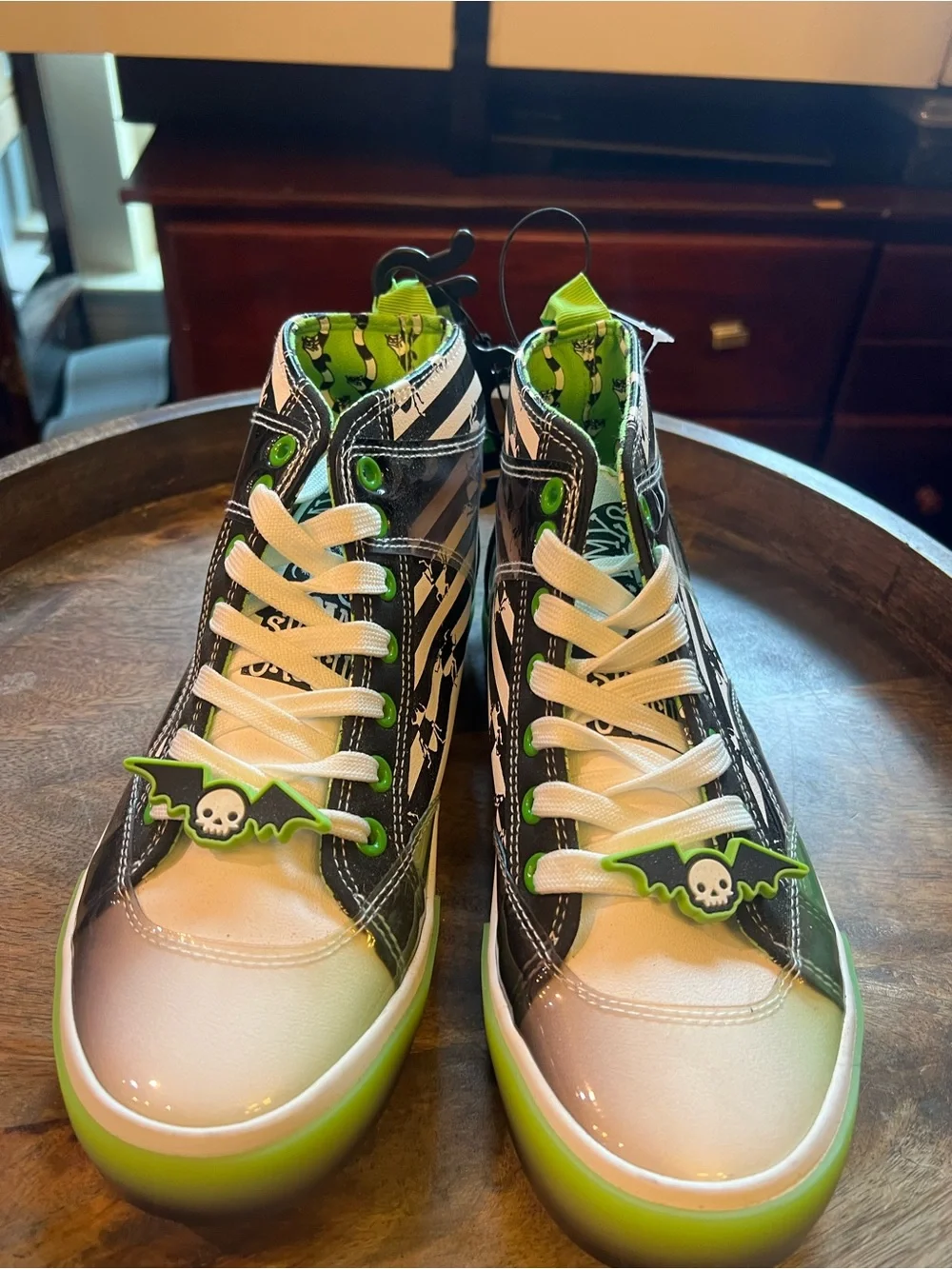Kids High-Top Sneakers in Black & Lime Green